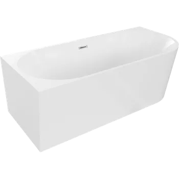 Vana Mexen Mia volně stojící rohová levá vana 160 x 80 cm, bílá, přepad chrom - 52691608000L-01 Volně stojící vany