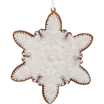 Vánoční ozdoba Clayre & Eef - Perníková sněhová vločka 6PR5352
