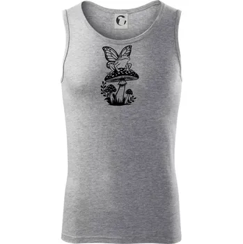 Goblincore černá houba se žábou - Tílko pánské Core - L ( Tmavě šedý melír )