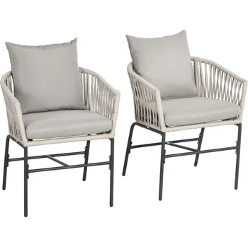 Zahradní židle s polštáři 2 ks 57 x 60 x 71 cm | béžové