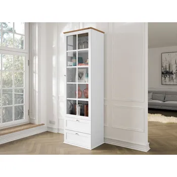 Vinotéka Mirjan_zondo Vitrína Fritz 2SZ1D (bílá + dub lefkas)