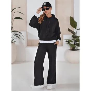 Černá tepláková souprava se širokými nohavicemi SANELIS AY0984 Velikost: XL