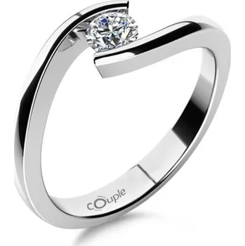 Prsten Couple, Minimalistický zásnubní prsten Freya, bílé zlato se zirkonem, vel. 55, prům. 17.5 mm, 585-68-1-4060.1B00.0.55.001