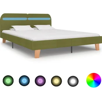 Postel vidaXL Rám postele s LED bez matrace Zelená látka 150x200 cm