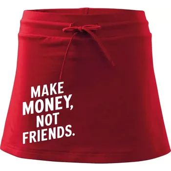 Dámská sukně Make money not friends tiskací - Sportovní sukně - two in one - XS ( Červená )