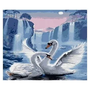 Set školních potřeb Malowanie po numerkach 40x50cm Łabędzie przy lodowym wodospadzie, Norimpex