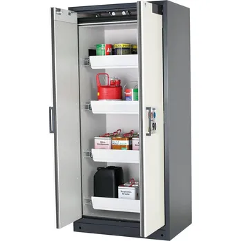 Protipožární skříň na nebezpečné látky asecos Select W-94-O, 4 ks vany, bílé dveře, One-Touch