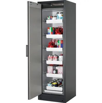 Protipožární skříň na nebezpečné látky asecos Select W-66L-O, 6 ks vany, dveře šedé, One-Touch