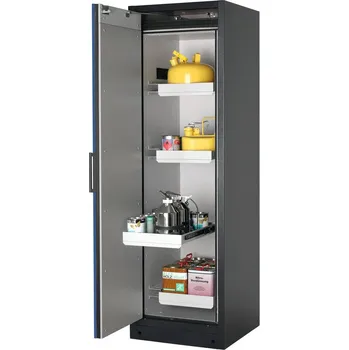 Protipožární skříň na nebezpečné látky asecos Select W-64L-O, 4 ks vany, dveře modré, One-Touch