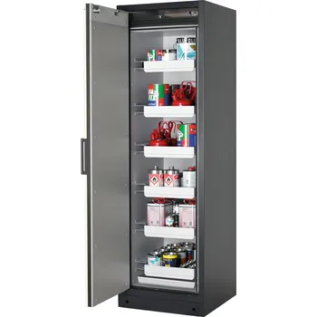 Protipožární skříň na nebezpečné látky asecos Select W-66L-O, 6 ks vany, dveře bílé, One-Touch