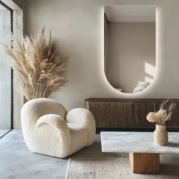 Zrcadlo Poloviční oválné koupelnové zrcadlo s osvětlením - FRANK LED