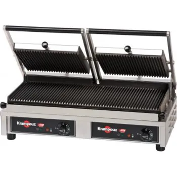 Zahradní gril Krampouz Gril kontaktní na paniny Easyclean 2v1 dvojitý, velký, rýhovaný