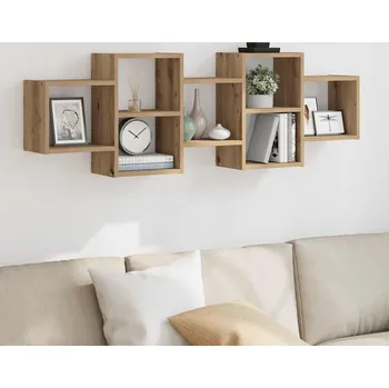 police vidaXL Nástěnná police 129 x 18 x 42 cm kompozitní dřevo [853218] Barva: dub