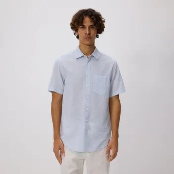 Pánská košile Reserved - Košile regular fit s příměsí lnu - bleděmodrá - 852FS-05X - 852FS-05X-XL