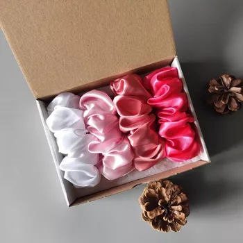 Dárková sada - 4 scrunchies L v růžové