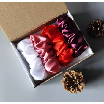 Dárková sada - 4 scrunchies L v červené