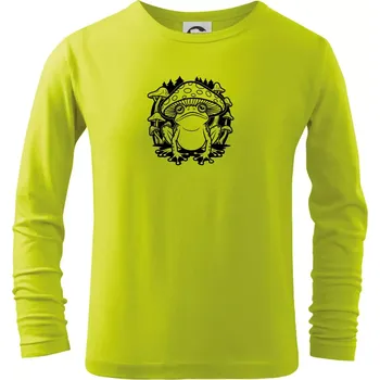 Goblincore černá houbožába - Triko dětské Long Sleeve - 122 cm/6 let ( Limetková )