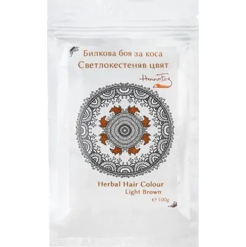 Barva na vlasy HENNA FOX: Rostlinná barva na vlasy „SVĚTLE HNĚDÁ“ 100g K2558