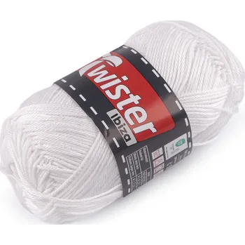 Příze Bavlněná pletací příze Twister Ibiza 50 g, barva 1 (10) bílá