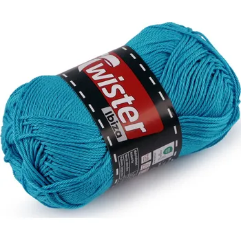 Příze Bavlněná pletací příze Twister Ibiza 50 g, barva 10 (65) modrá sytá