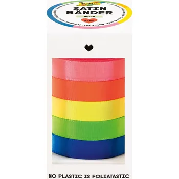 Stuha Saténové stužky - sada - 5 barev - NEON