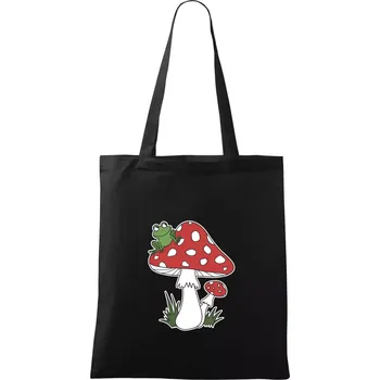 Goblincore houba veselá - Taška bavlněná - 42 x 38 cm ( Černá )