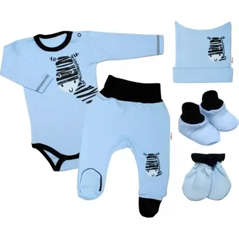 Kojenecká souprava Baby Nellys 5-ti dílná soupravička do porodnice Zebra Modré vel.56