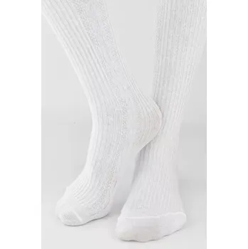 ŽEBROVANÉ KOSTKOVANÉ PUNČOCHÁČE RB011 0-2 ROKY bílá 68-74