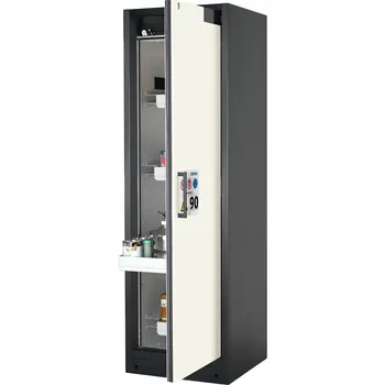 Protipožární skříň na nebezpečné látky asecos Select W-64R-O, 4 ks vany, dveře bílé, One-Touch