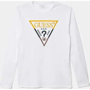 Chlapecké oblečení Dětské bavlněné tričko s dlouhým rukávem Guess L5BI35.I3Z14.9BYA bílá 00X, vel. 147-157