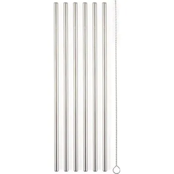 Kovová brčka G21 BeEco Classic 6 ks stříbrná, rovná + kartáček na čištění Brčka G21 BeEco Classic 6ks