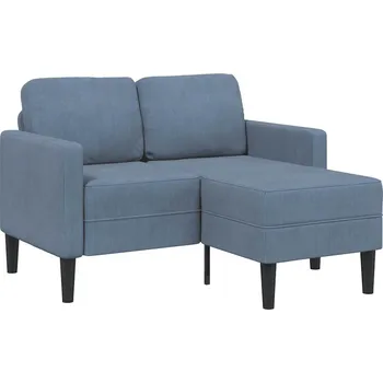 Pohovka vidaXL Dvoumístná pohovka s lehátkem ve tvaru L Modrá 125 cm Povlečení