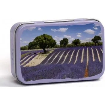 Mýdlo Plechová krabička na mýdlo s motivem CHAMP LAVANDE (Levandulové pole) TML F443