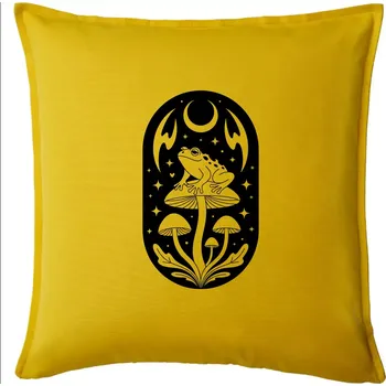 Polštář Goblincore černobílá oválná žába - Polštář 50x50 - 50x50 - Pouze potah ( Žlutá )
