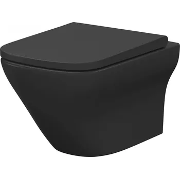 Klozet Cersanit Larga wc mísa se sedátkem s pomalým sklápěním závěsná bez splachovacího kruhu antracit mat S701-611