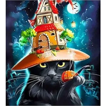 Set školních potřeb Malowanie po numerkach 40x50cm Kot w kapeluszu dom, Norimpex