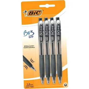 Długopis automatyczny BU3 Grip czarny blis. 4szt., BiC
