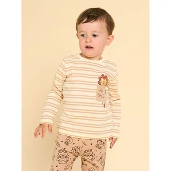 Sinsay - Tričko s dlouhými rukávy Mini Smiley - krémová - 728EM-01X - 728EM-01X-98