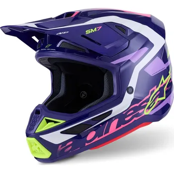 Helma na motorku ALPINESTARS přilba SUPERTECH S-M7 DEED fialová/růžová/bílá/žlutá fluo 2026 - 2XL