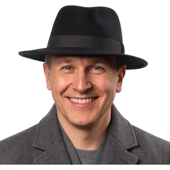 Klobouk Fiebig - Headwear since 1903 Cestovní nemačkavý klobouk vlněný od Fiebig - černý s černou stuhou Velikost: 61 cm (XL)