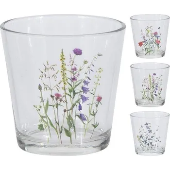Svícen PROHOME - Svícen sklo kvítky různé druhy