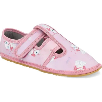 Dívčí bačkory Barefoot dětské přezůvky KTR - Kočička růžové Velikost: 26