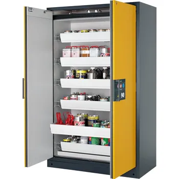 Protipožární skříň na neb. látky Select, W-126, korpus antracit., barva dveří žlutá, 6 výsuv. van