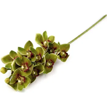 Bytová dekorace Umělá orchidej dlouhá - 2 zelená sv.