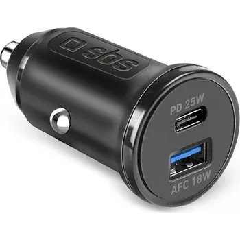 Autonabíječka SBS TECRPD25W 25W USB-A USB-C s funkcí Power Delivery - černá