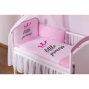 Příslušenství pro dětskou postel a kolébku Baby Nellys 3-dílná sada Mantinel 180cm, povlečení 135x100cm Little Princess Růžový