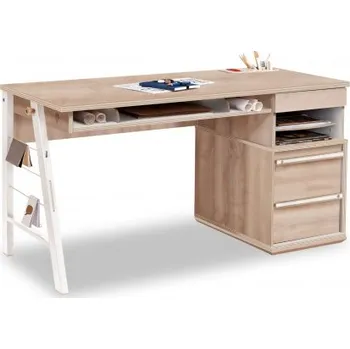 Psací stůl Velký studentský psací stůl Veronica - dub světlý/bílá