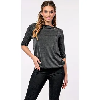 Dámská halenka Elegantní antracitová dámská halenka s 3/4 rukávy 7837 velikost S