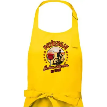 Kuchyňská zástěra Potřebuju jednu sklenku na 10km - Dámská zástěra na vaření - Univerzální velikost ( Žlutá )