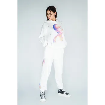 Reporter Young | Dívčí bílé tepláky s barevnými potisky na nohavicích - Barva BÍLÁ, Velikost 146 243-0117G-06-250-1